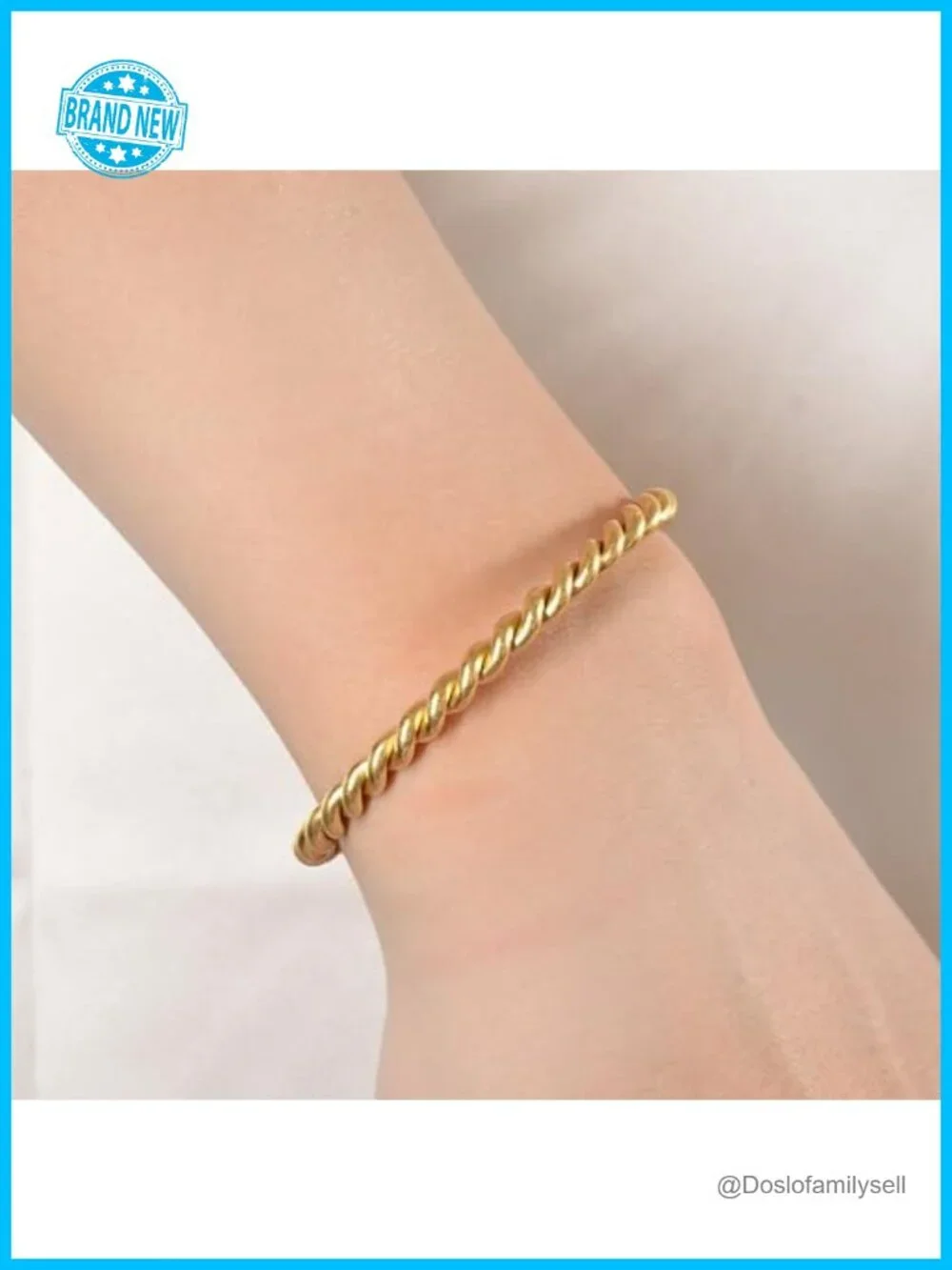 18K Gold Plated Love Bangle Bracelet Set Flexible Wide Wristband Stackable